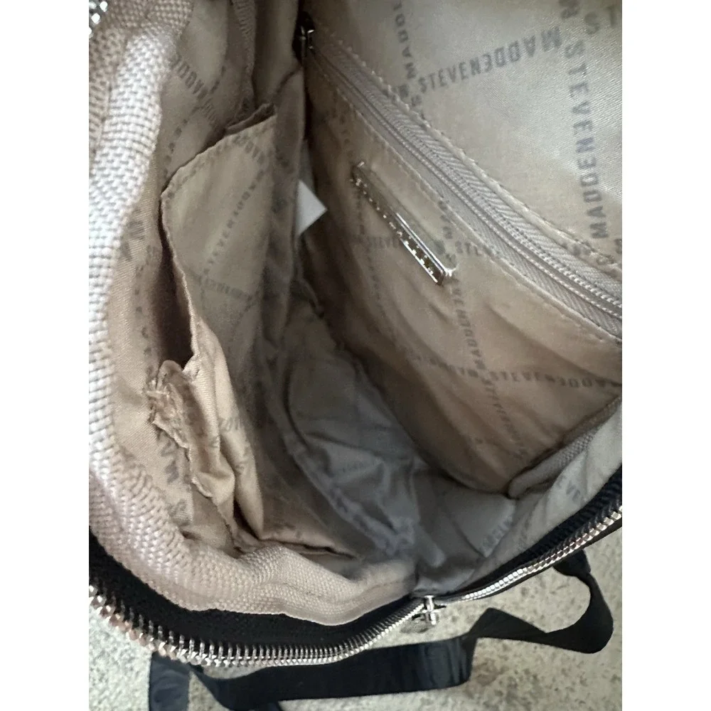 Steve Madden Aurora Quilted Sling Backpack w/ Coin Purse Black - Picture 11 of 13